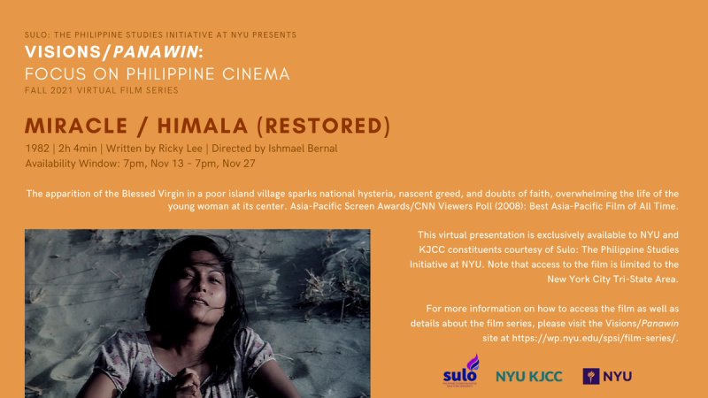 image from FILM SERIES: VISIONS/PANAWIN - FOCUS ON PHILIPPINE CINEMA | FILM: MIRACLE / HIMALA (1982, 2h 4min)