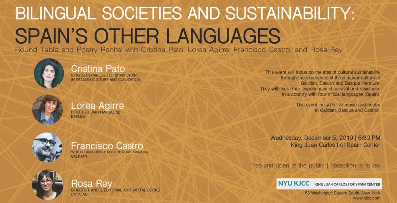 image from King Juan Carlos Chair CRISTINA PATO | ROUND TABLE AND RECITAL: Bilingual Societies and Sustainability: Spain’s other languages