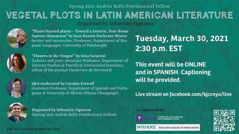 image from Online Event | Round table: Vegetal Plots in Latin American Literature With Juan Ramón Duchesne Winter (University of Pittsburgh) and Gina Saraceni (Pontificia Universidad Javeriana)