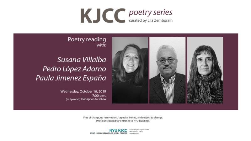 image from KJCC Poetry Series | Susana Villalba, Pedro López Adorno y Paula Jiménez España