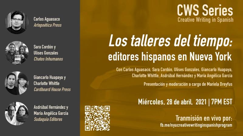 image from **EVENT CANCELLED** CWS Event: Los talleres del tiempo: editores hispanos en Nueva York 