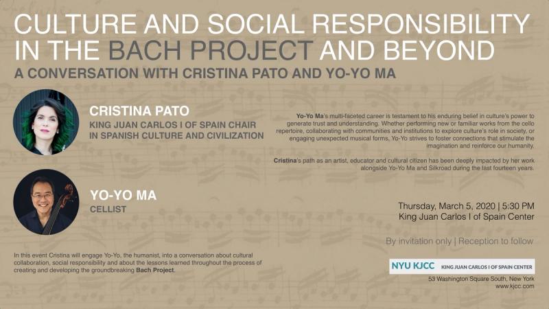 image from King Juan Carlos Chair CRISTINA PATO | A CONVERSATION WITH YO-YO MA: Culture and Social Responsibility in the Bach Project and Beyond