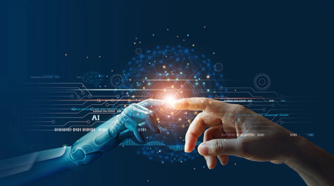 A glimpse into the future of artificial intelligence: a robot holding a human hand, symbolizing the harmonious collaboration between humans and AI.