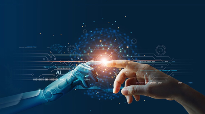 A glimpse into the future of artificial intelligence: a robot holding a human hand, symbolizing the harmonious collaboration between humans and AI.