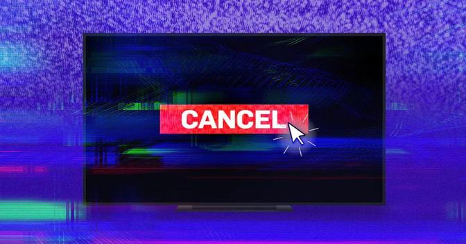 A TV screen displaying the word