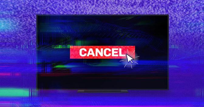 A TV screen displaying the word 