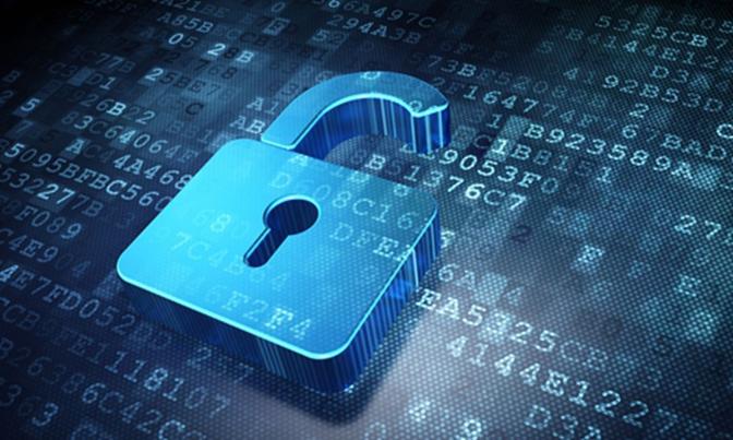 An open padlock against a background of binary code and alphanumeric characters, symbolizing a data breach or security vulnerability.