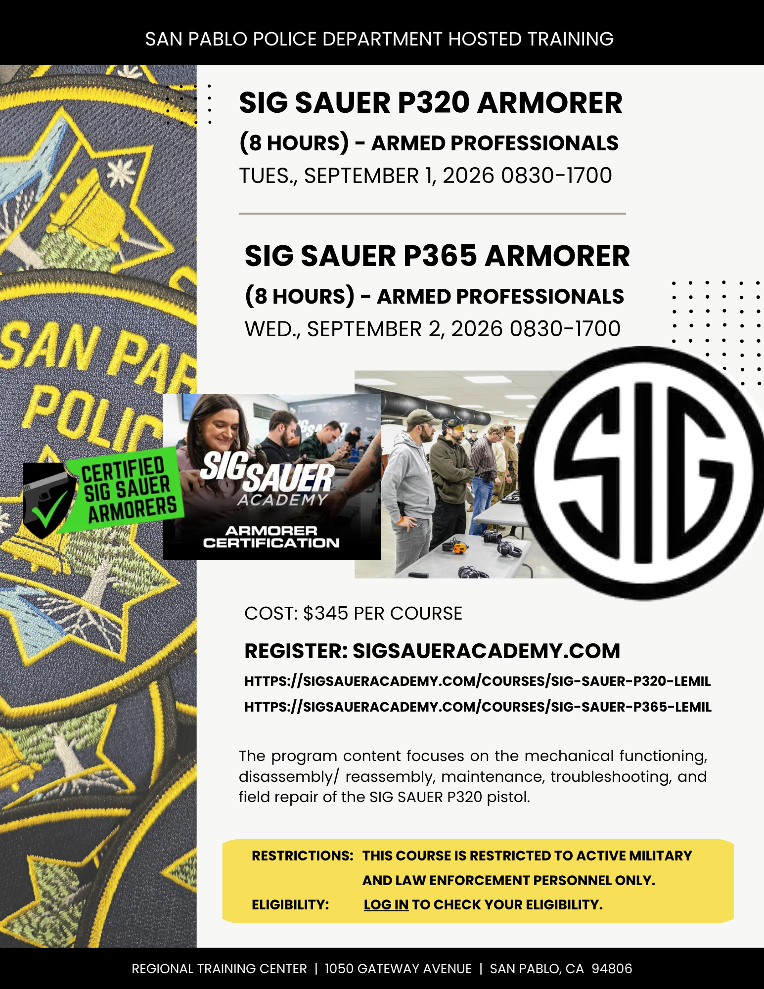 SIG SAUER P320 Armorer. course flyer