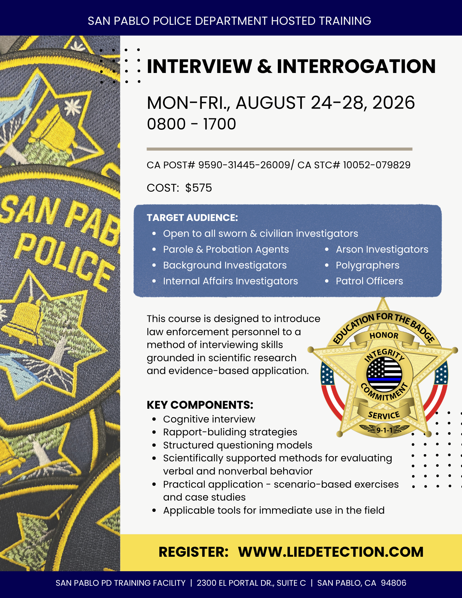 Interview & Interrogation. course flyer