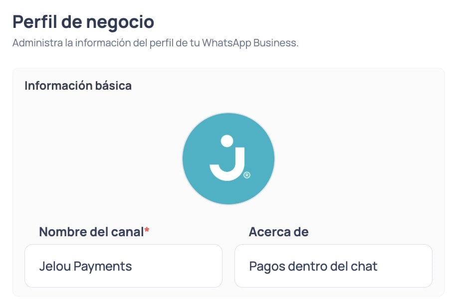 Perfil de negocio de WhatsApp: Jelou Payments