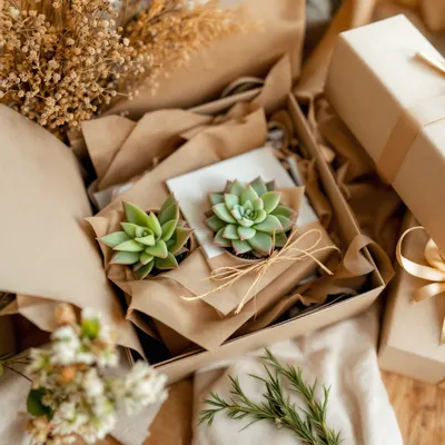 Caja de regalo con planta viva y tarjeta para acompañar un momento de duelo