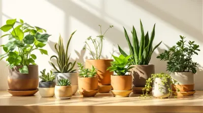 Planta de interior en maceta cerámica, luz natural. Primavera en Lima 2026: plantas de interior que sí sobreviven en oficina