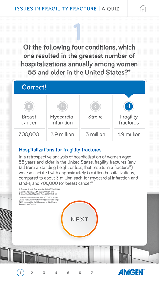 Issues in Fragility Fracture Interactive Quiz Correct Answer Screen