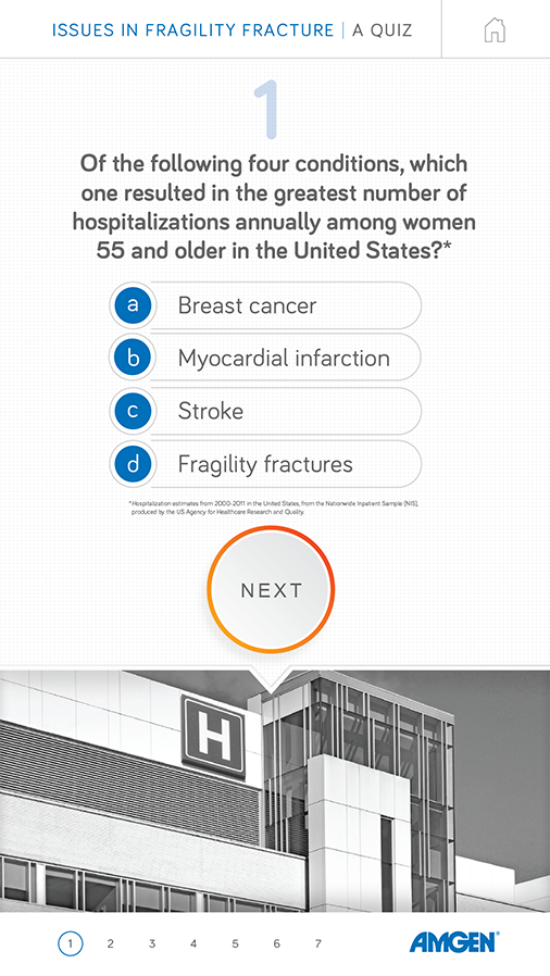 Amgen Issues in Fragility Fracture Interactive Quiz Question Screen