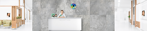 Air Optic Color mock optometrists office reception wall