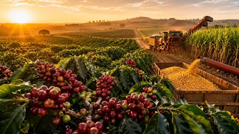 Commodities agrícolas operam em direções opostas: café avança enquanto açúcar e milho cedem