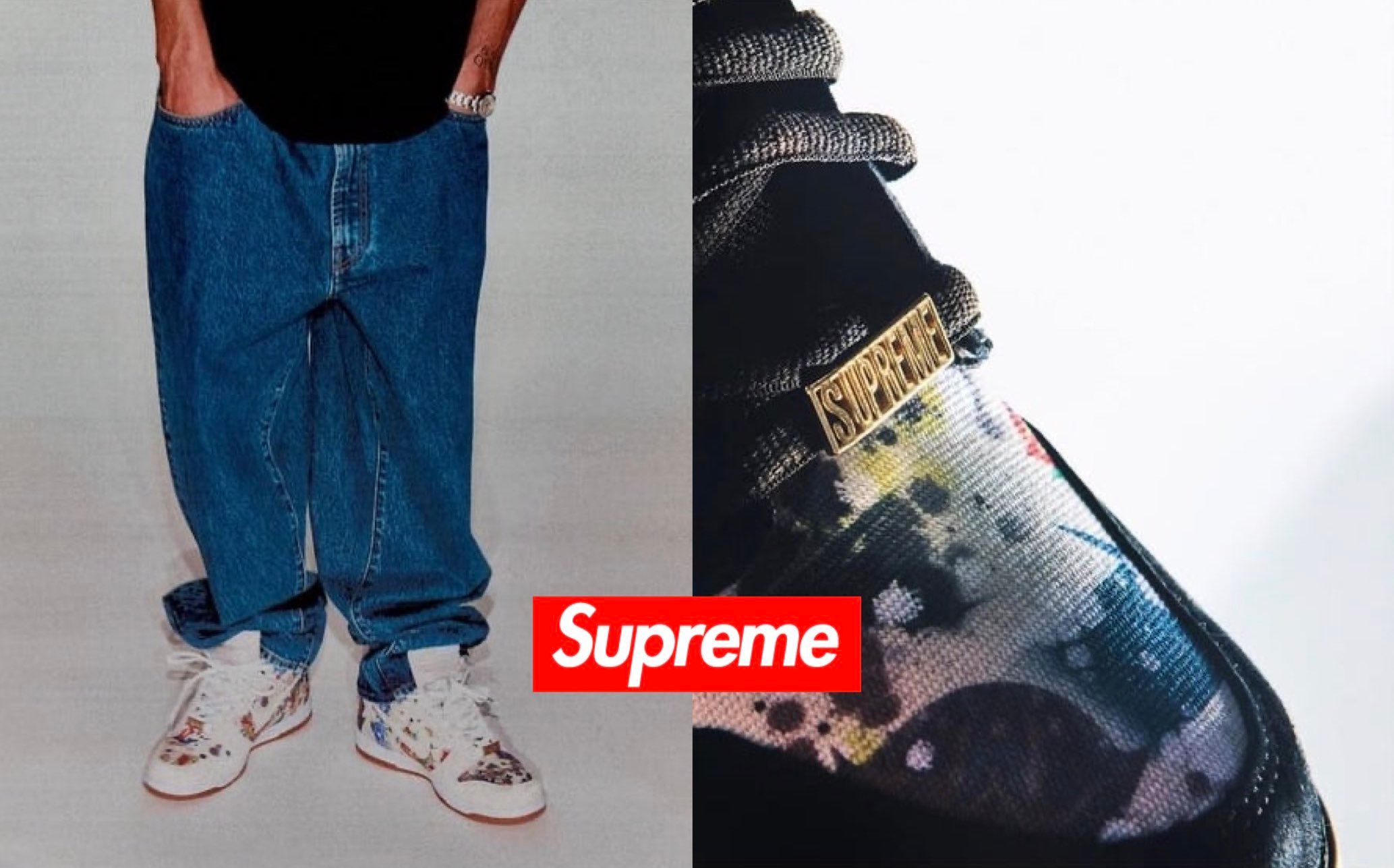 Supreme x louis Vuitton with champion pants and air yeezy 2