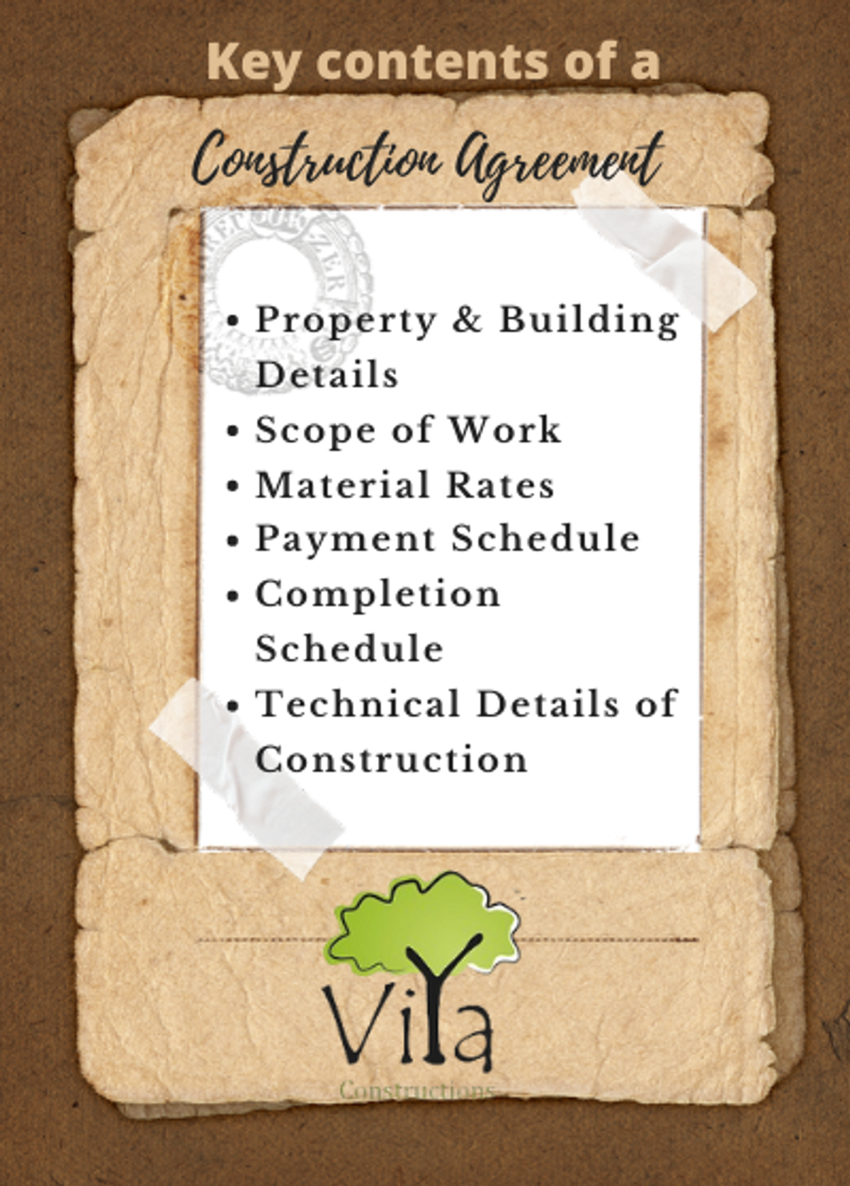 Key contents of a Construction Agreement