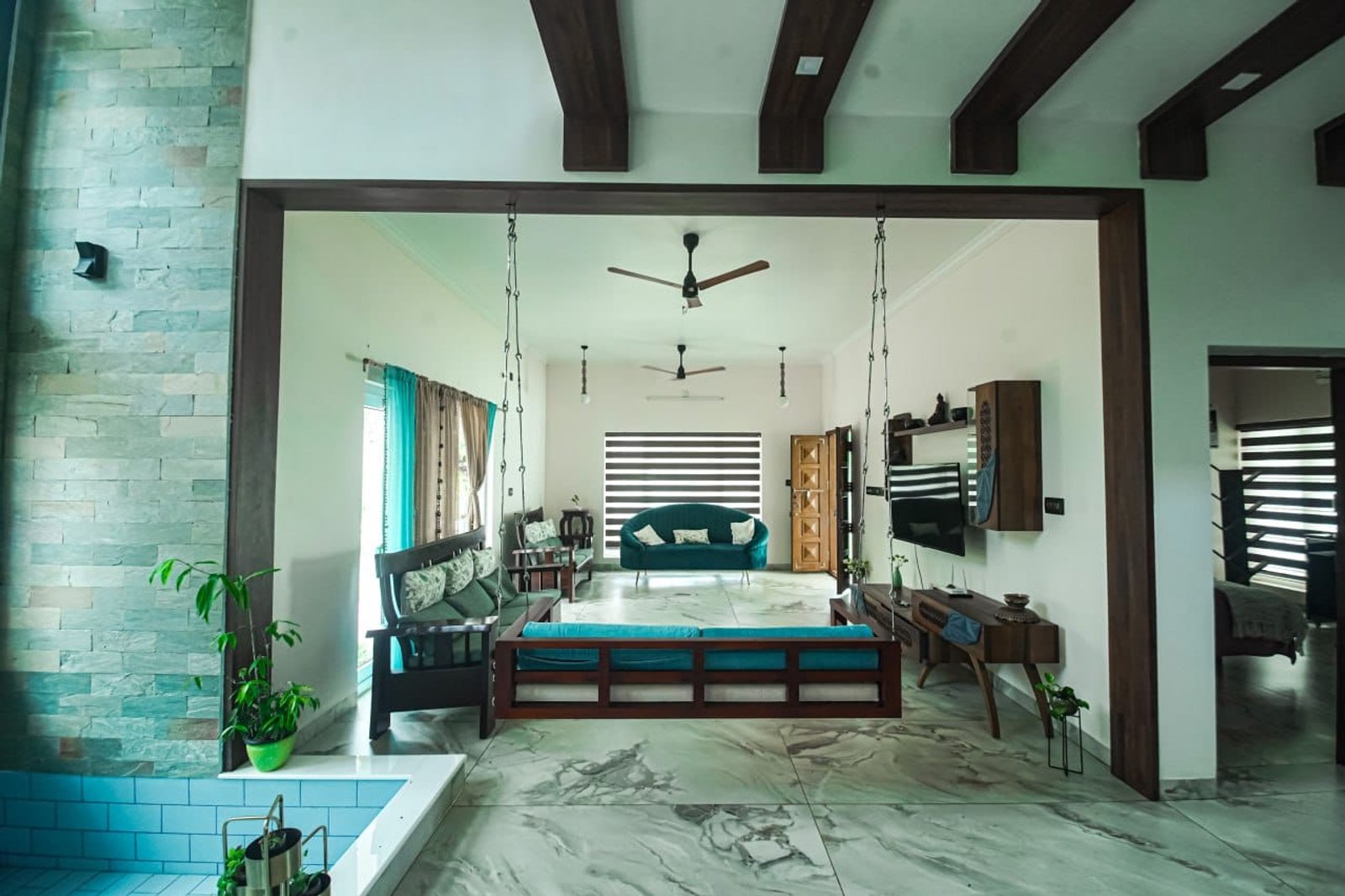 Contemporary 3BHK Sloped roof House — gallery photo