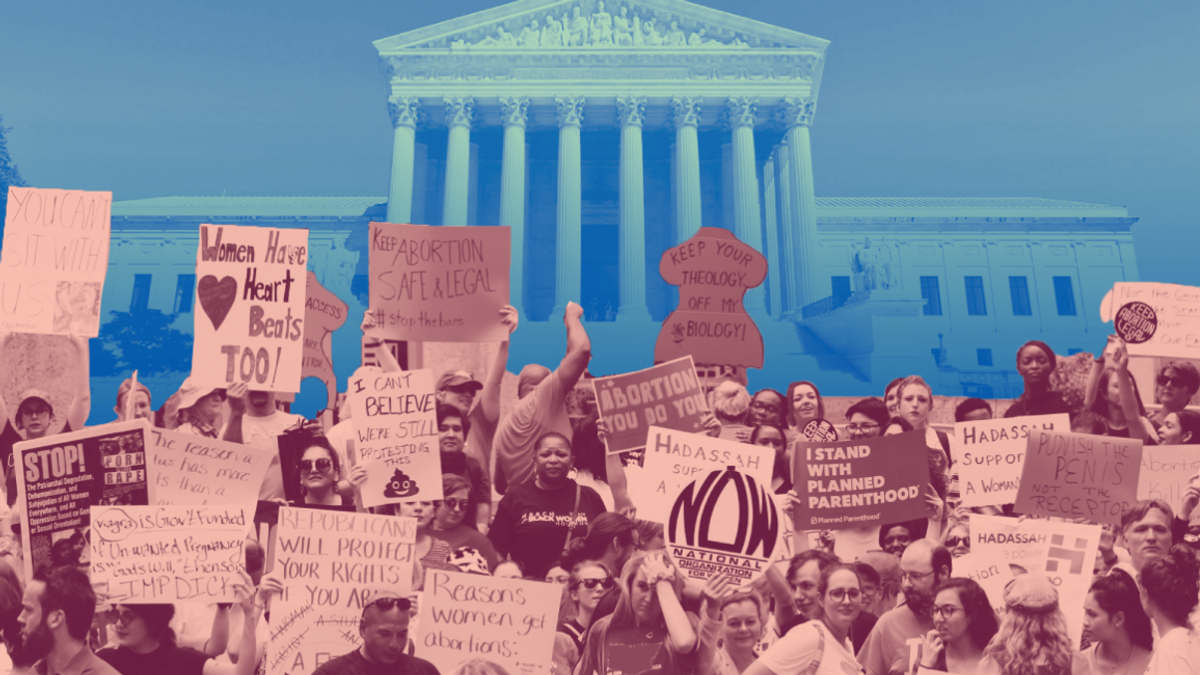 Activists in front of the US Supreme Court building