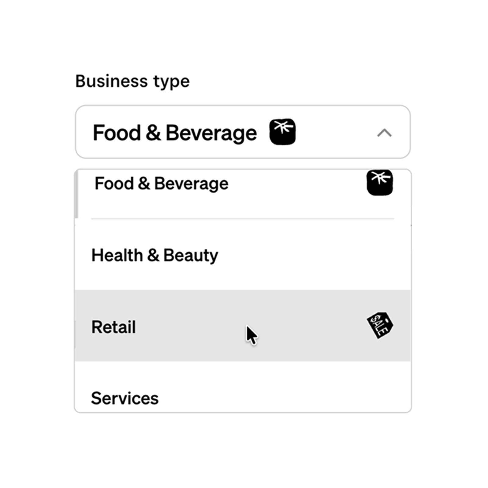 The icon feature of the select component