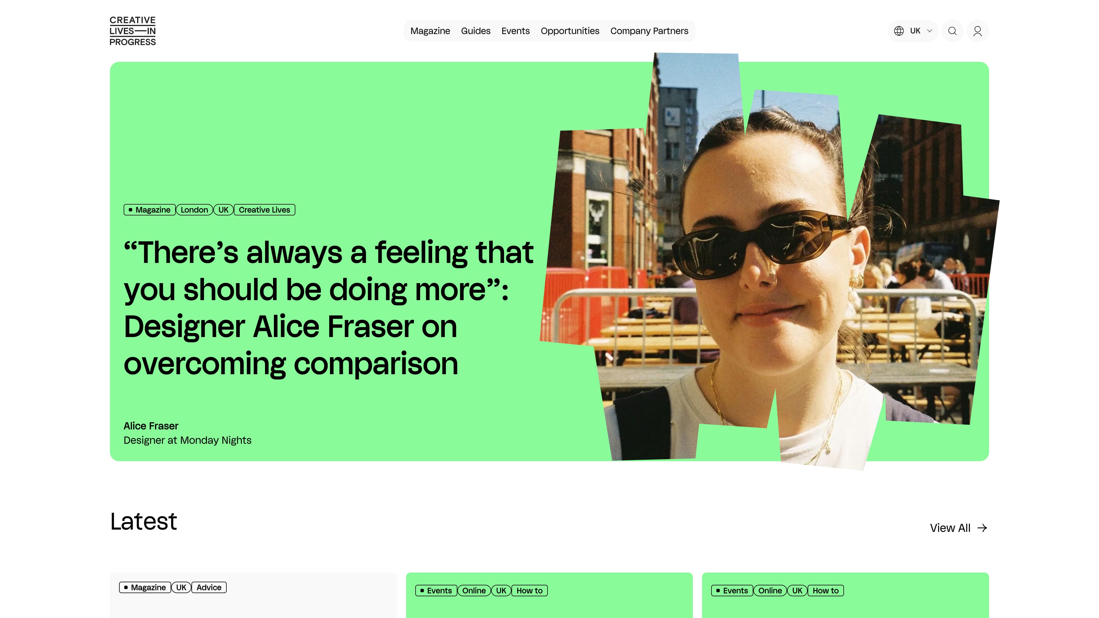 Creative Lives in Progress website built on The Content Architecture