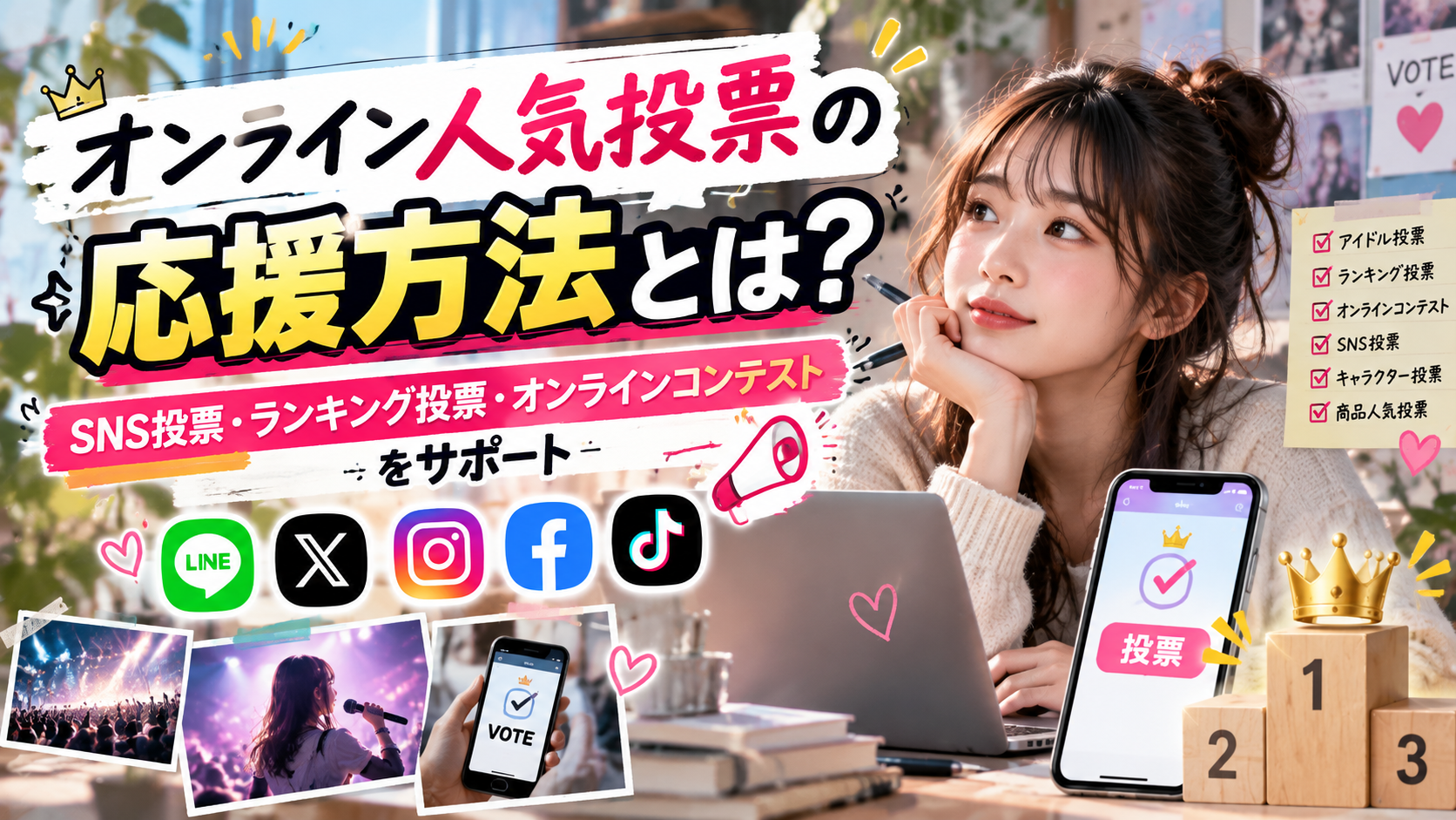 オンライン人気投票の応援方法とは？SNS投票・ランキング投票・オンラインコンテストをサポート