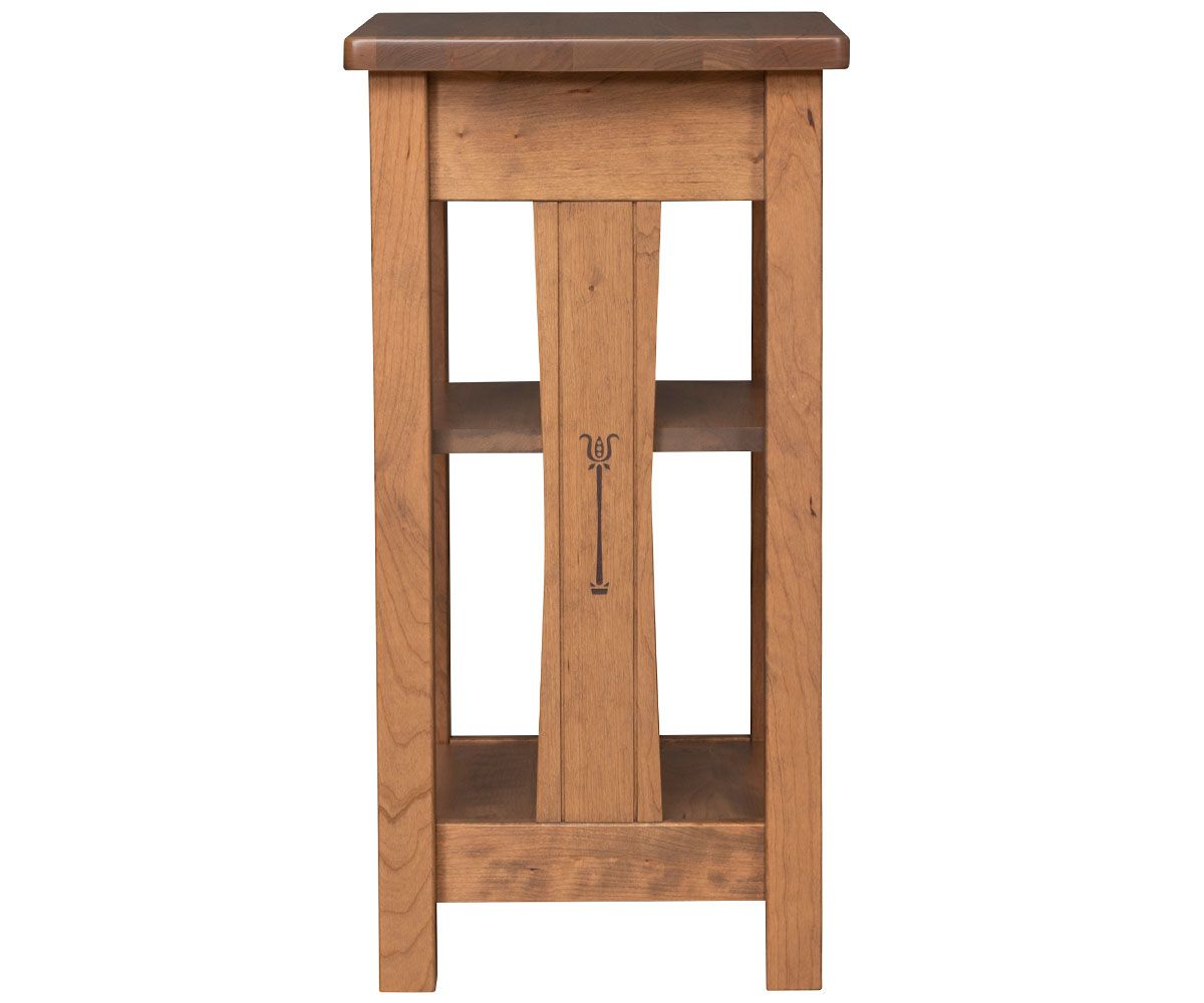 hand-rubbed finish hardwood Craftsman Style Phone Stand With Drawer And Shelves, Craftsman Style Phone Stand With Drawer And Shelves in a showroom vignette setting highlighting Craftsman Style Phone Stand With Drawer And Shelves (thumbnail 2 of 4).