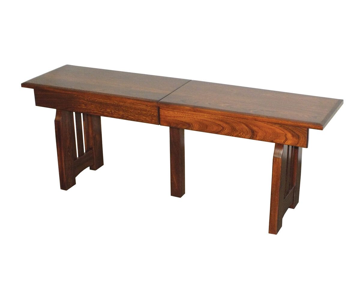 Mission Slat Base Expandable Dining Bench In Warm Brown Finish