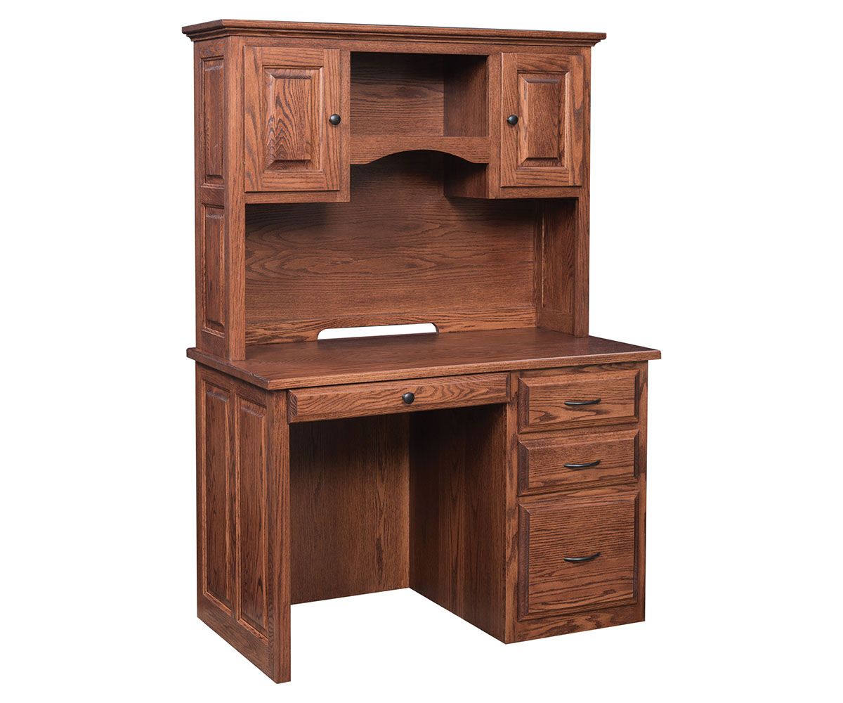 hand-rubbed finish hardwood Traditional Solid Wood Desk With Hutch, Traditional Solid Wood Desk With Hutch in a showroom vignette setting highlighting Traditional Solid Wood Desk With Hutch (thumbnail 2 of 2).