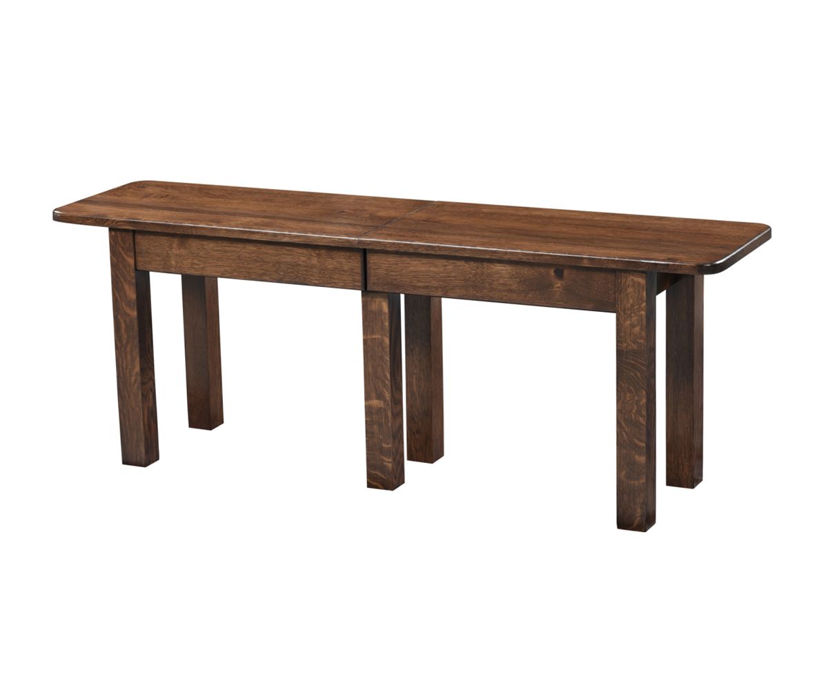 Rectangular Solid Wood Dining Bench With Straight Block Legs