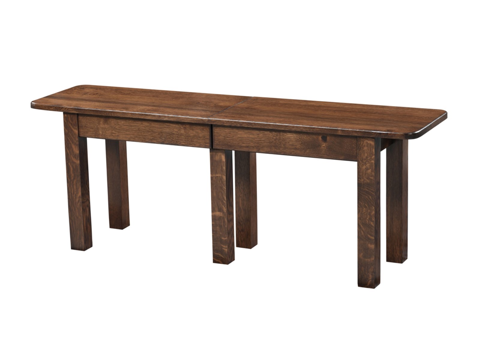 hand-rubbed finish hardwood Rectangular Solid Wood Dining Bench With Straight Block Legs, Rectangular Solid Wood Dining Bench With Straight Block Legs in a FS-4079 vignette setting highlighting Rectangular Solid Wood Dining Bench With Straight Block Legs (frame 1 of 2).