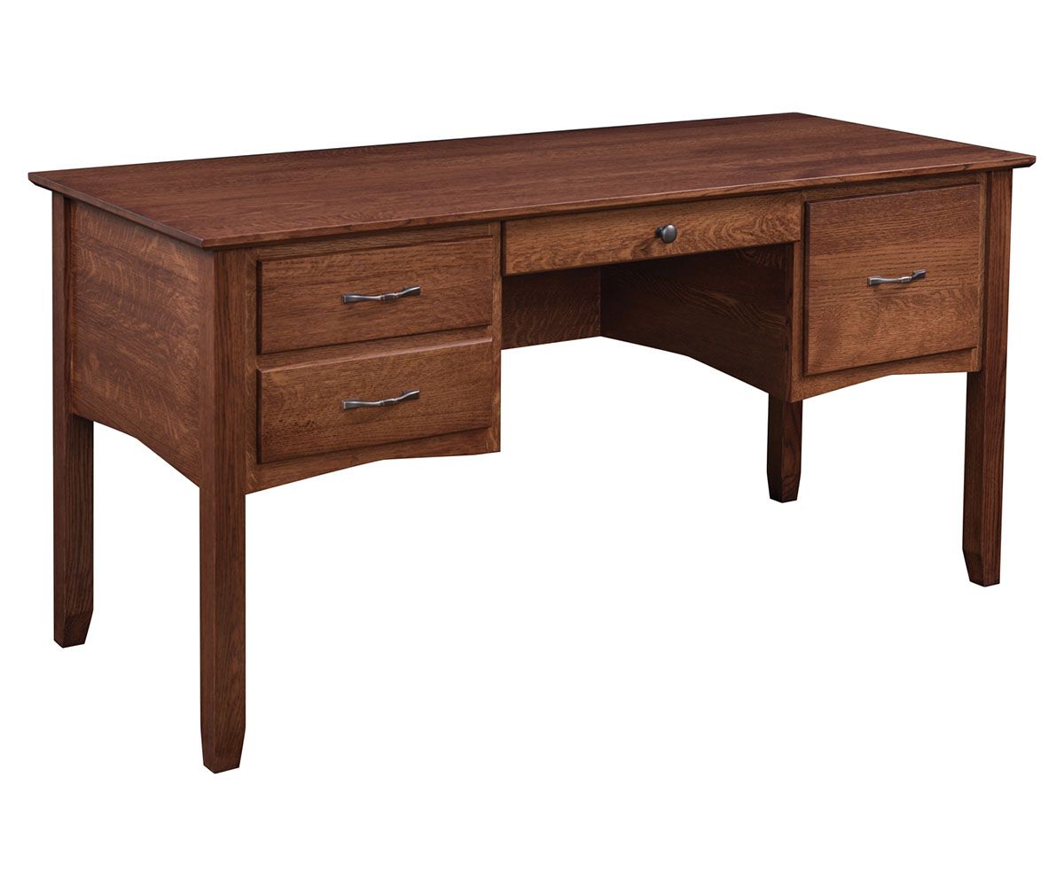Mission Style Hardwood Executive Desk With Drawers