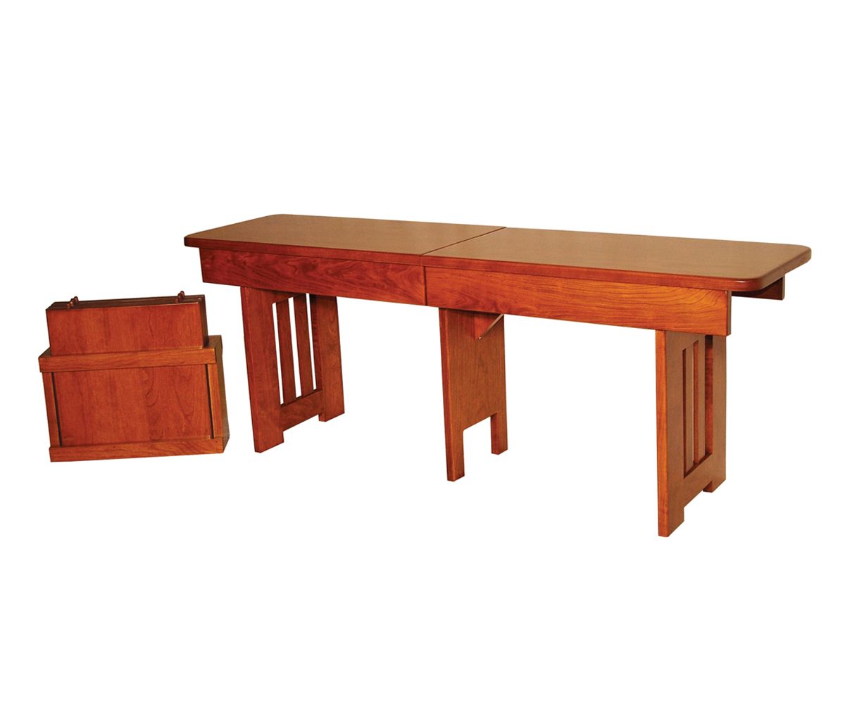 Mission Style Expandable Console Table With Slatted Base