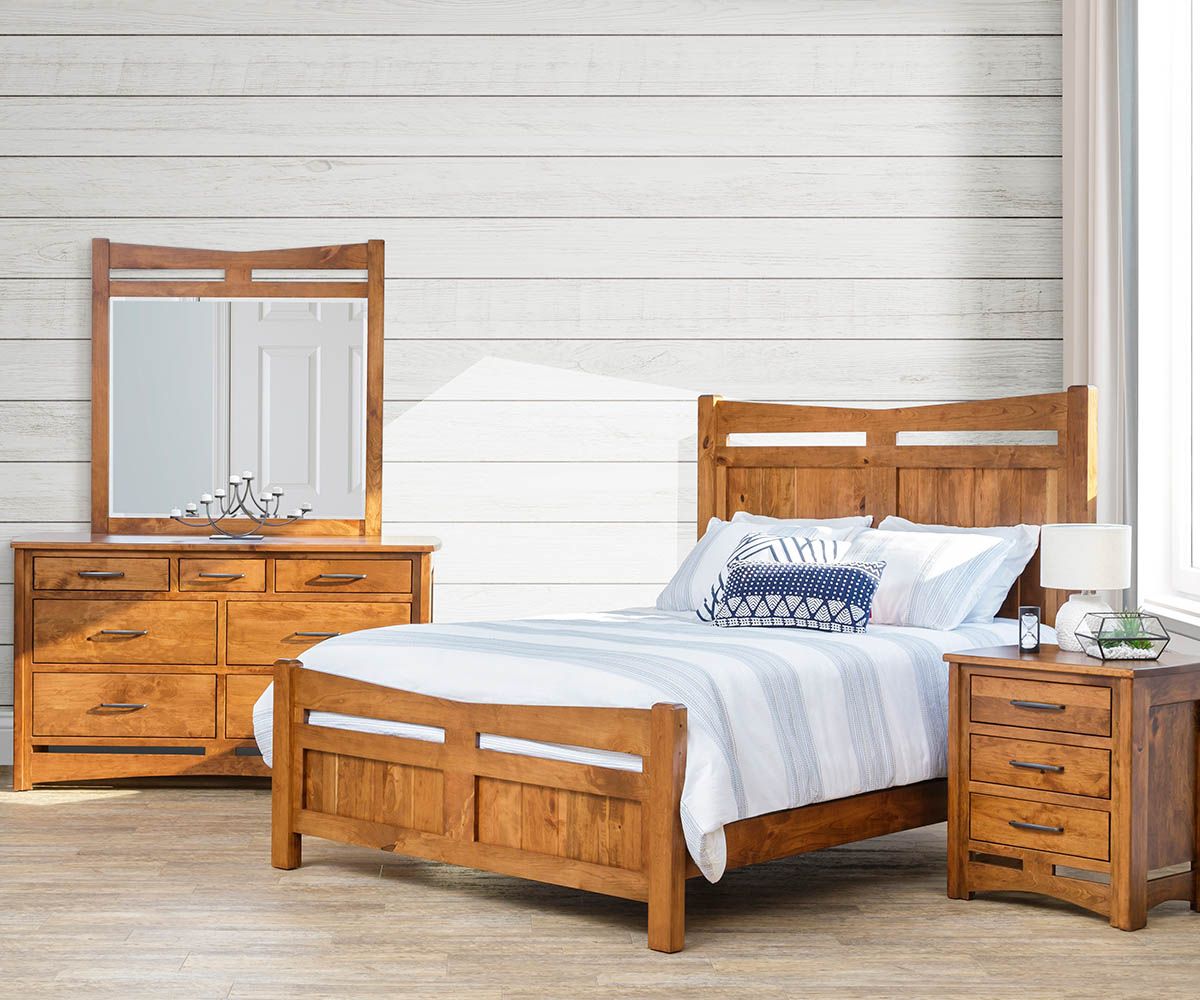 Homestead Mission Style Panel Bed In Medium Brown Cherry
