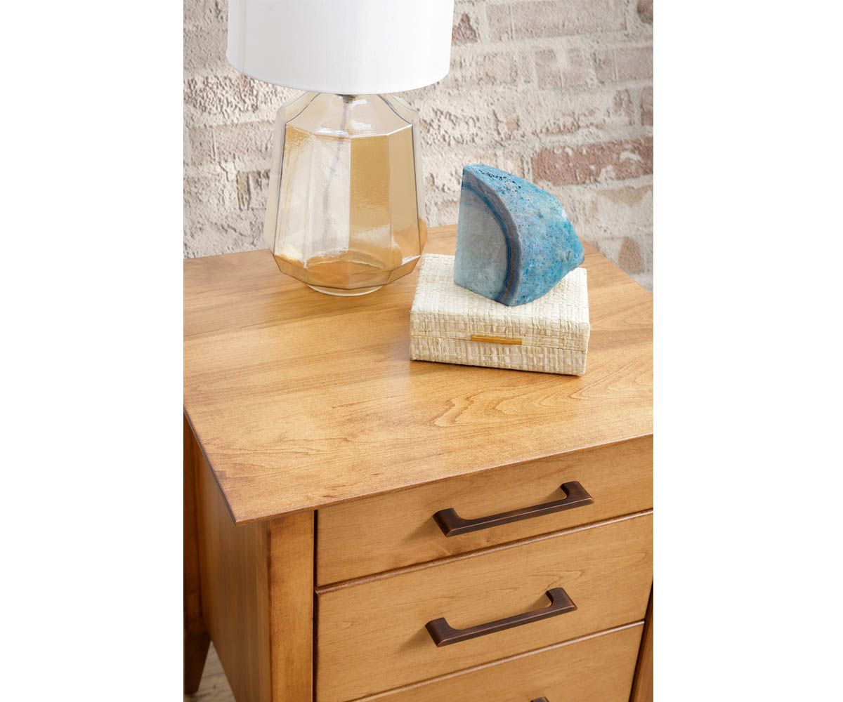 hand-rubbed finish hardwood Simplicity 3-drawer Nightstand, Simplicity 3-drawer Nightstand in a Simplicity vignette setting highlighting Simplicity 3-drawer Nightstand (thumbnail 2 of 3).