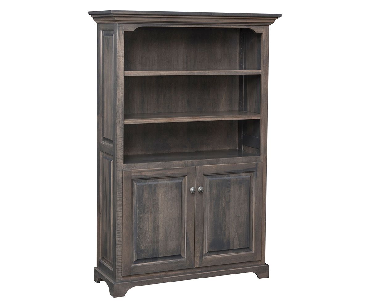 hand-rubbed finish hardwood Traditional Two-door Bookcase With Adjustable Shelves, Traditional Two-door Bookcase With Adjustable Shelves in a showroom vignette setting highlighting Traditional Two-door Bookcase With Adjustable Shelves (thumbnail 2 of 2).