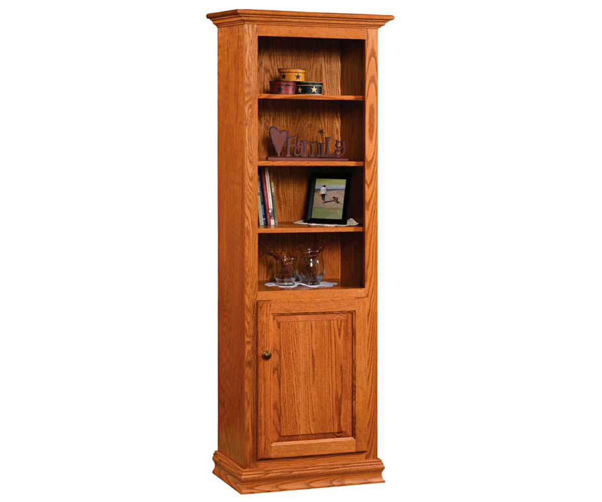Traditional Tall Bookcase With Lower Cabinet Door And Crown Molding