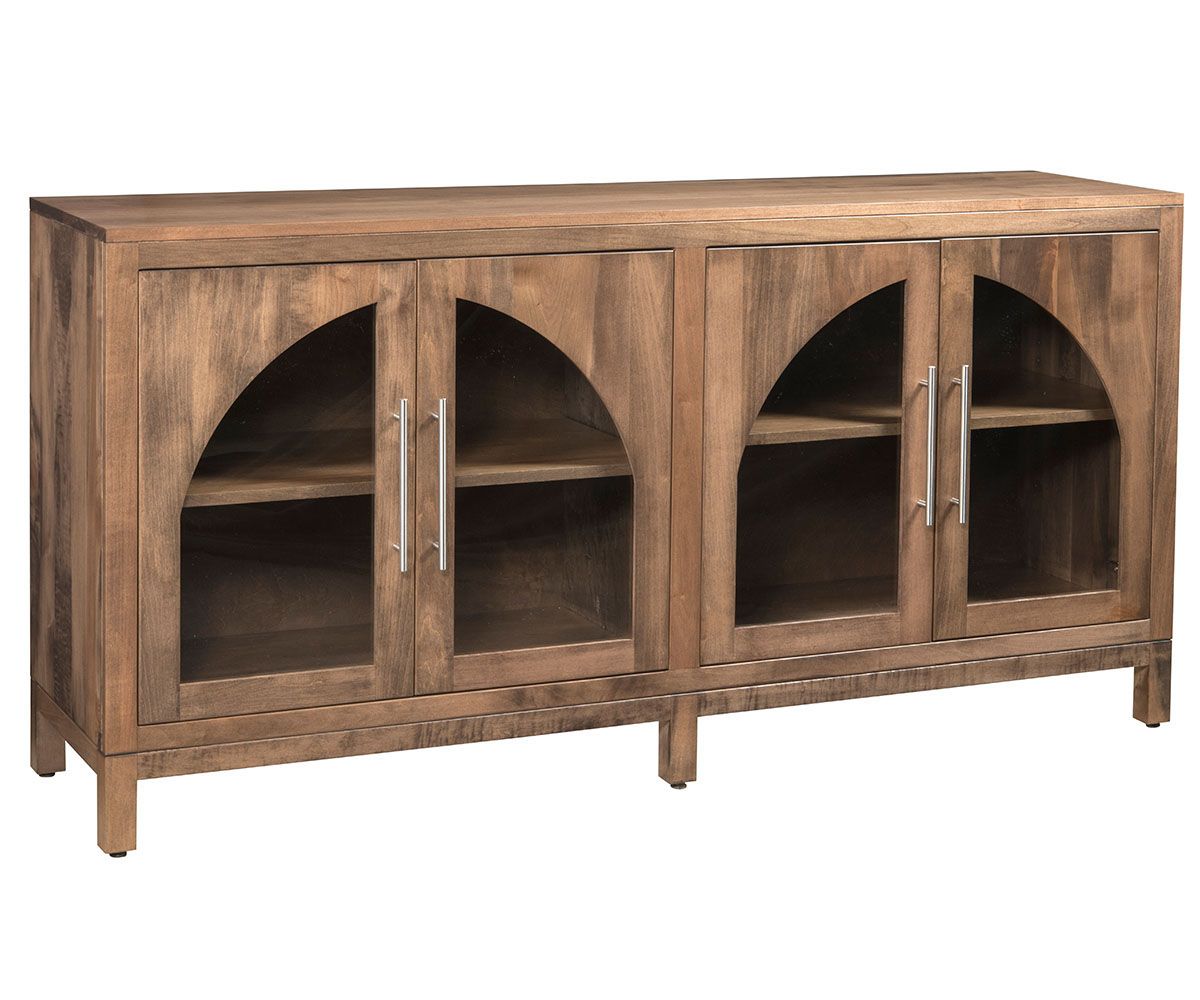 Vienna Glass Door Sideboard With Arched Panels And Metal Pulls