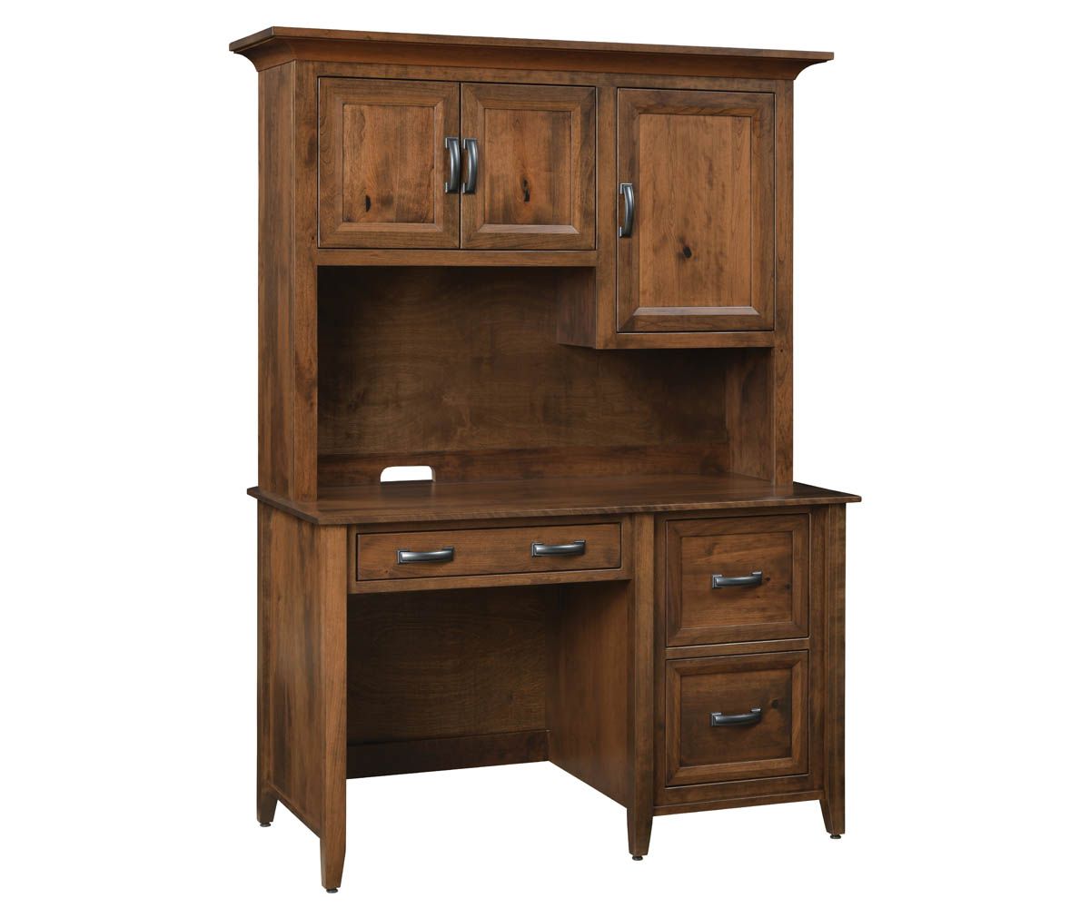 Ventura Single Pedestal Desk With Hutch And Storage Drawers