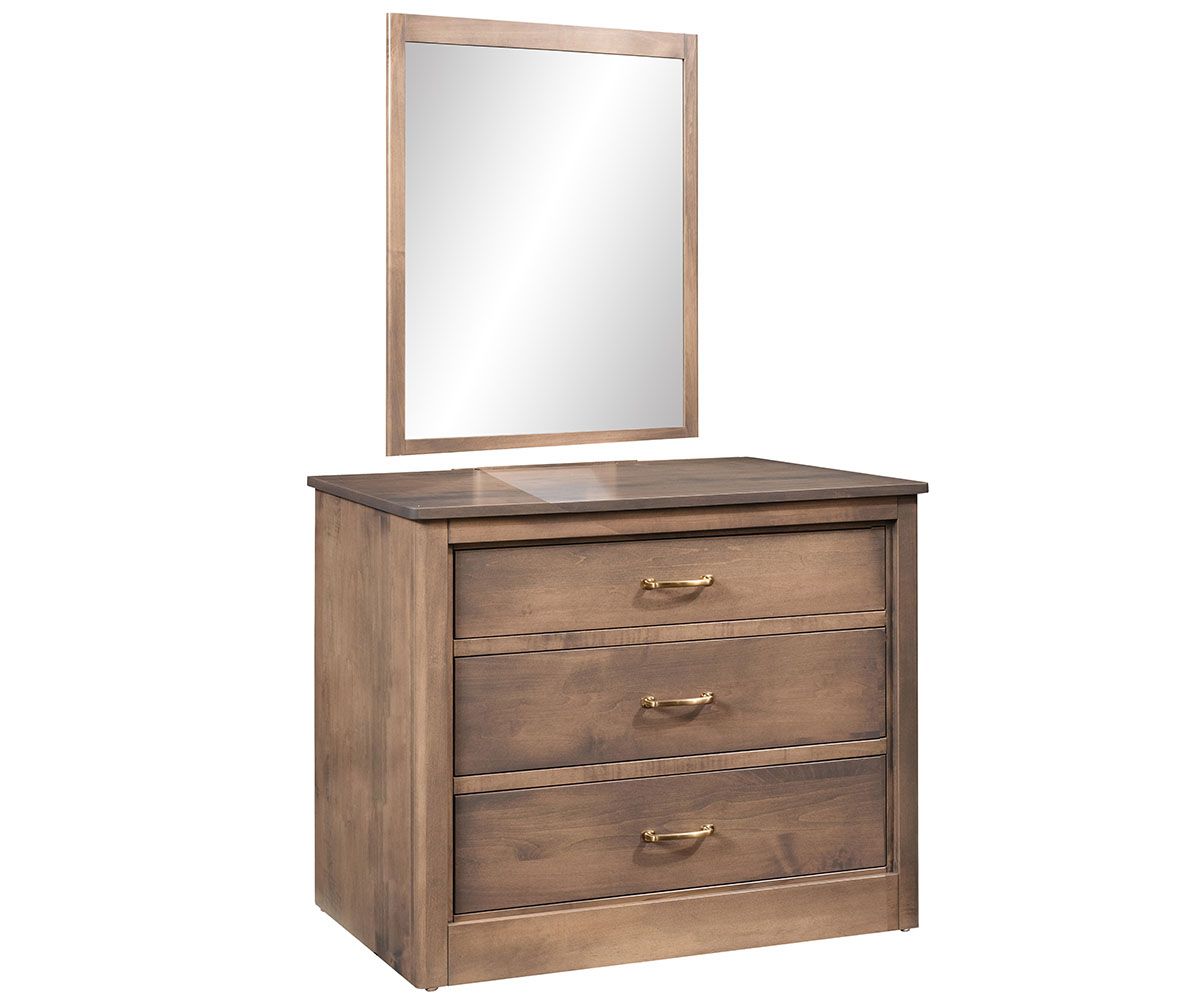 hand-rubbed finish hardwood Three-drawer Dresser With Mirror, Medow Lane Three-drawer Dresser With Mirror in a Medow Lane vignette setting highlighting Medow Lane Three-drawer Dresser With Mirror (thumbnail 4 of 9).