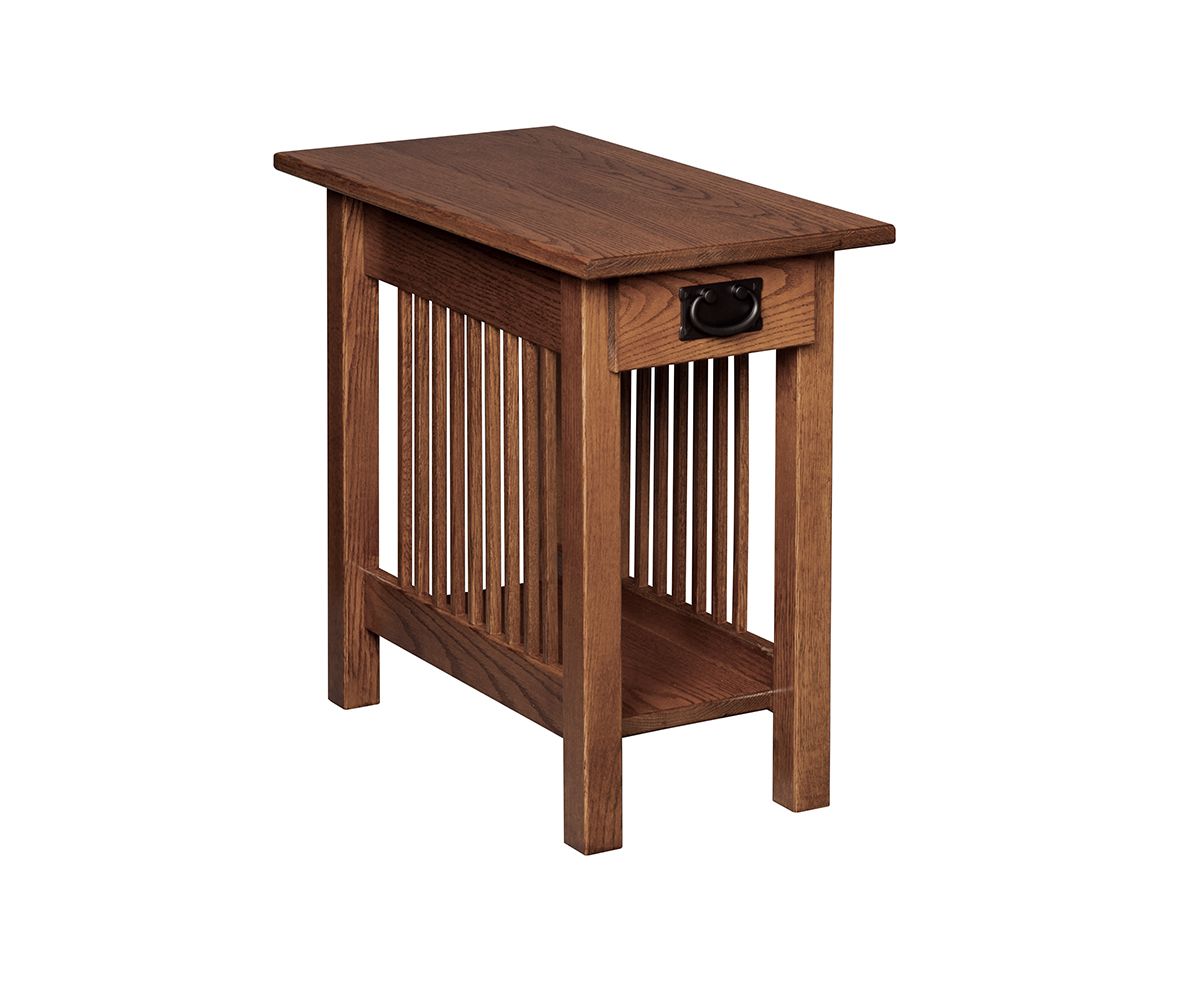 Mission Style Chairside End Table With Drawer And Shelf