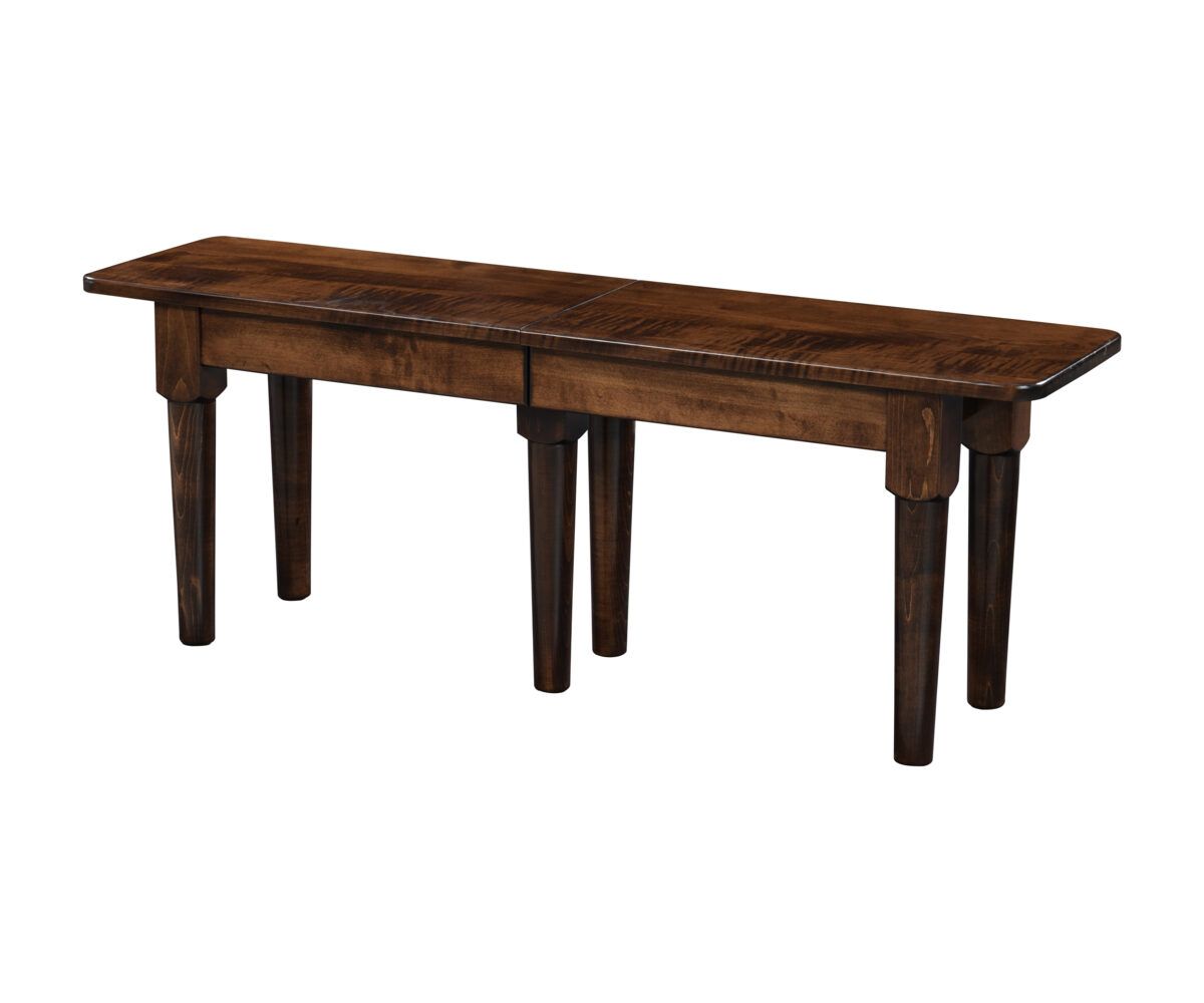 Tapered Leg Rectangular Dining Bench In Warm Brown Finish