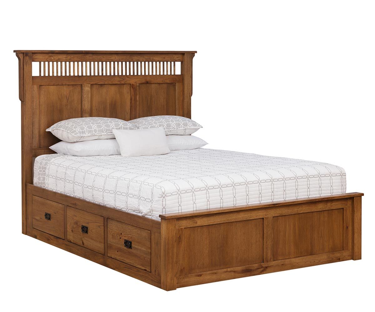 Mission Style Platform Bed With Storage Drawers
