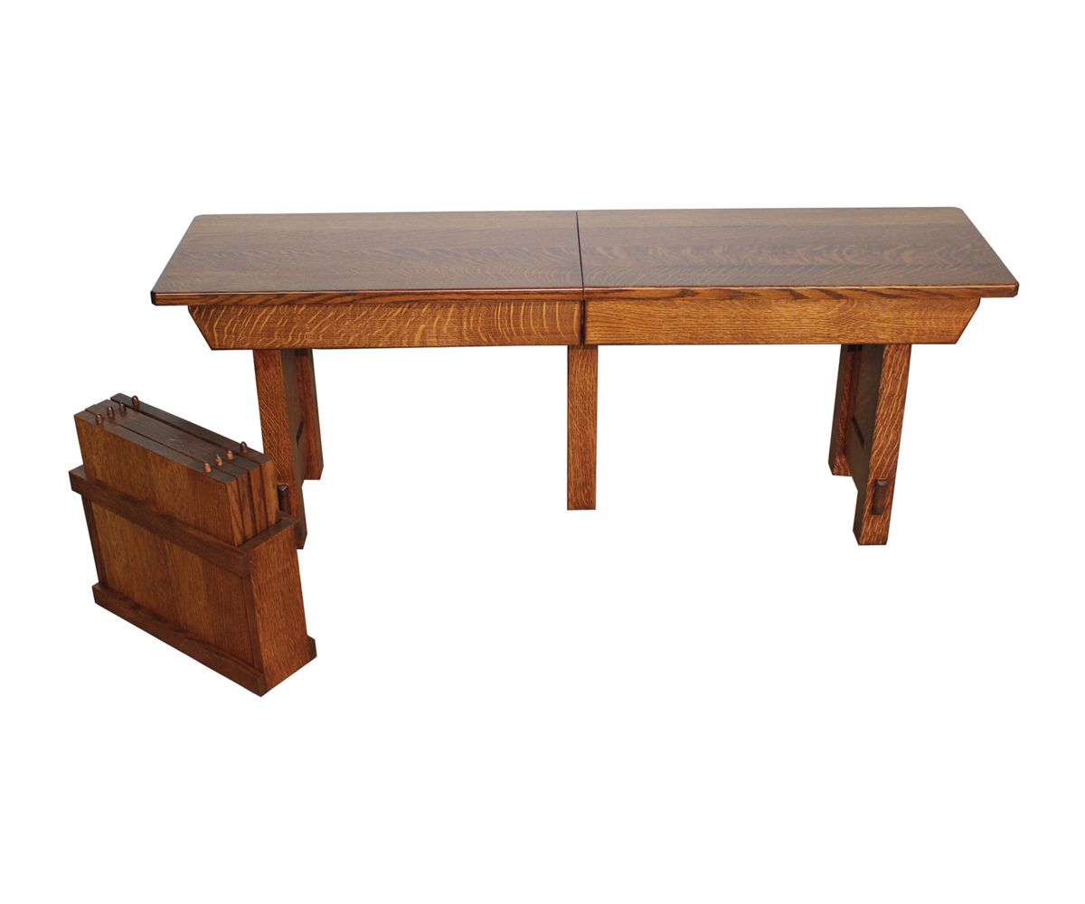 Mission Style Expandable Dining Bench With Leaf Storage