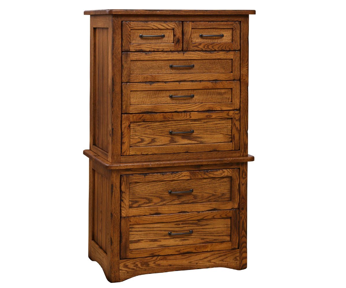 hand-rubbed finish hardwood Chest On Chest Tall Dresser With Multiple Drawers, Chest On Chest Tall Dresser With Multiple Drawers in a showroom vignette setting highlighting Chest On Chest Tall Dresser With Multiple Drawers (thumbnail 5 of 11).
