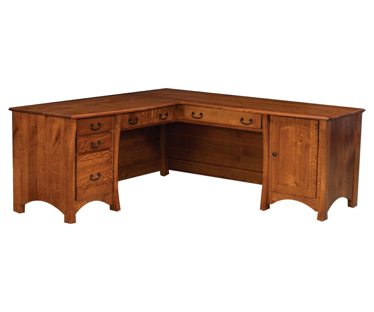 L-shaped Desk With Arched Base And Optional Hutch Storage