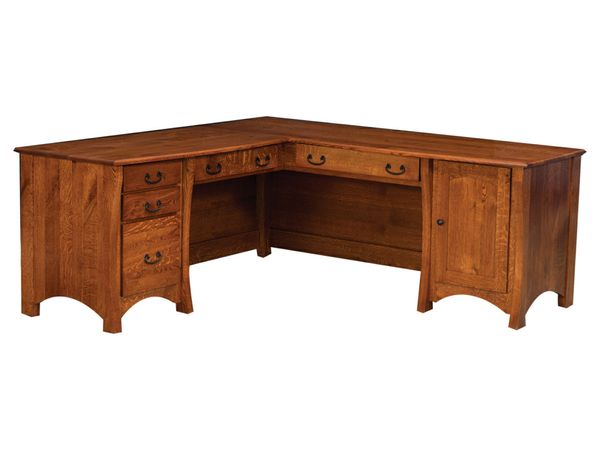 L-shaped Desk With Arched Base And Optional Hutch Storage