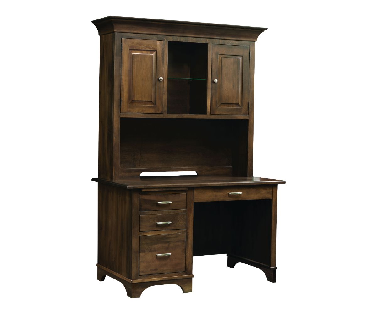 Traditional Two-piece Desk With Hutch In Medium Brown