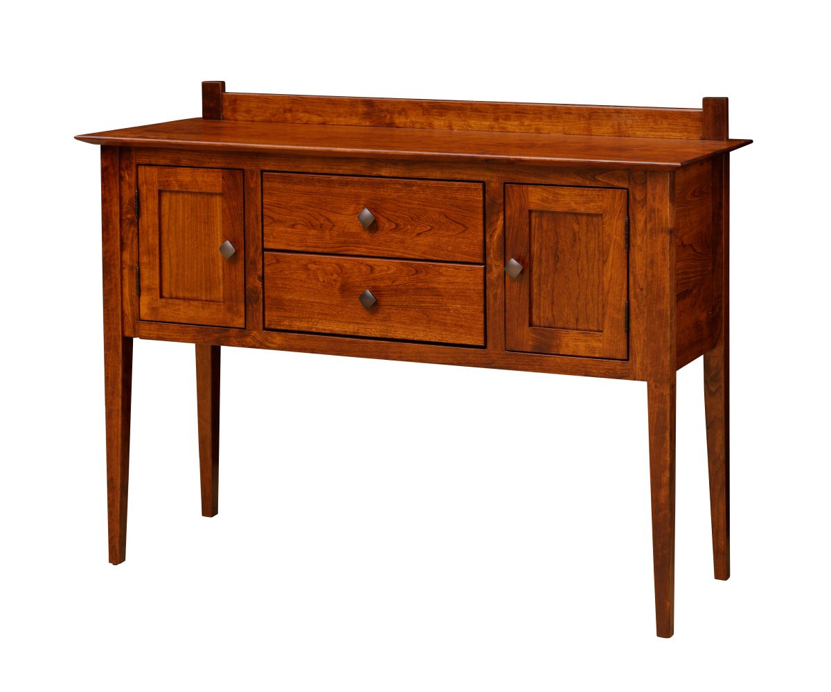 hand-rubbed finish hardwood Mission Style Sideboard With Drawers And Doors, Mission Style Sideboard With Drawers And Doors in a showroom vignette setting highlighting Mission Style Sideboard With Drawers And Doors (thumbnail 2 of 6).